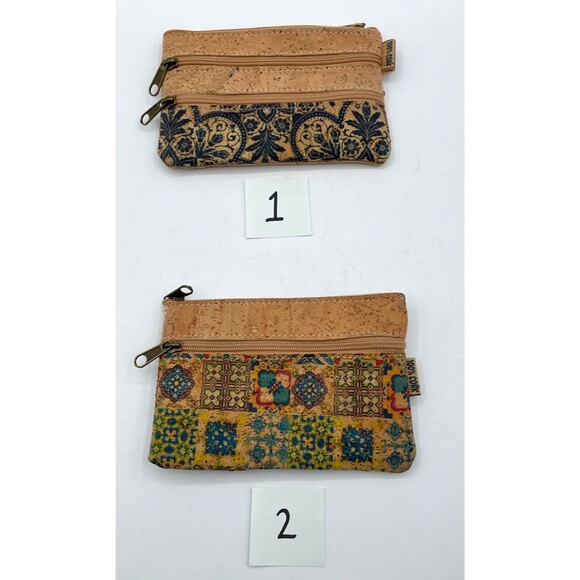 Unknown Handbags - Portugal Cork Small Wallet Coin Purse Card Holder Tile Print CHOOSE PATTERN
